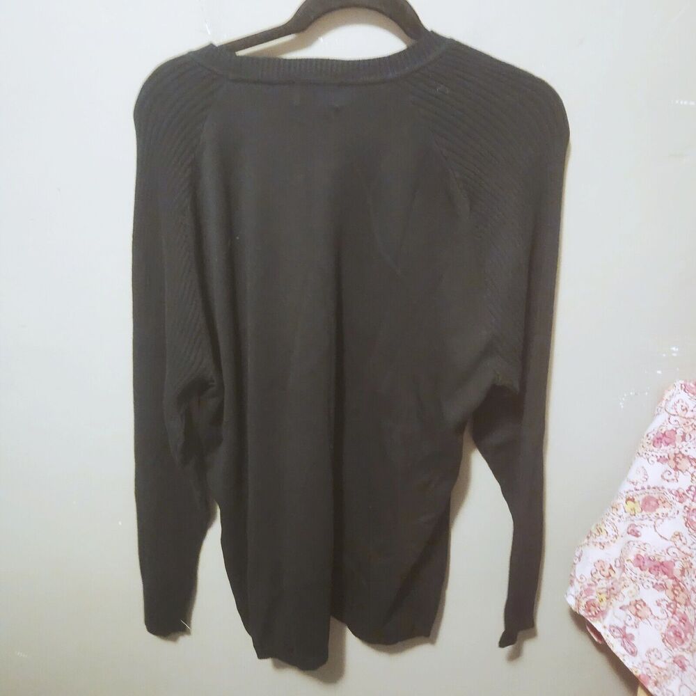 VTG Claiborne Black Red Argyle Diamond Cotton Golf Grandpa Sweater XL Long NWT - Picture 4 of 8